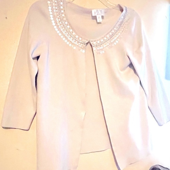 Lovely Loft Off-White Sweater,Sequins on Neckline, size medium - Picture 1 of 3